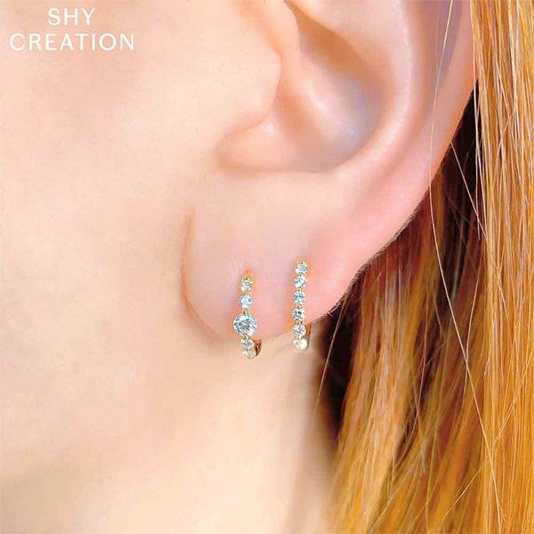 Shy Creation Diamond Huggie Earrings 0.42 CT-Shy Creation Diamond Huggie Earrings - SC55021758