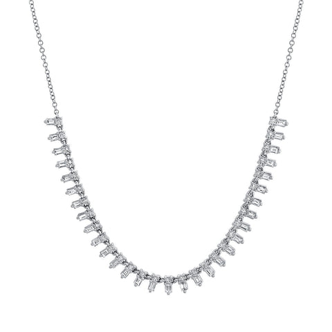 Shy Creation Diamond Baguette Necklace 1.25 CT-Shy Creation Diamond Necklace - SC55019145