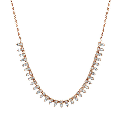 Shy Creation Diamond Baguette Necklace 1.25 CT-Shy Creation Diamond Necklace - SC55019147