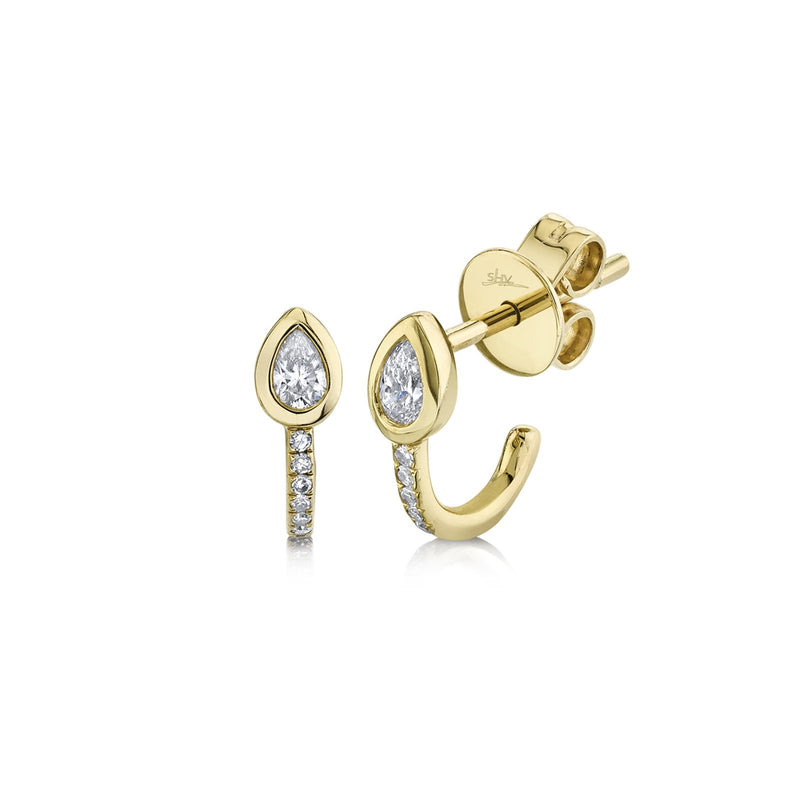 Shy Creation Diamond Huggie Earrings 0.21 CT-Shy Creation Diamond Stud Earrings - SC55019564