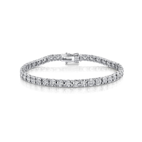 Shy Creation Diamond Tennis Bracelet 3.00 CT-Shy Creation Diamond Tennis Bracelet in 14 karat white gold.