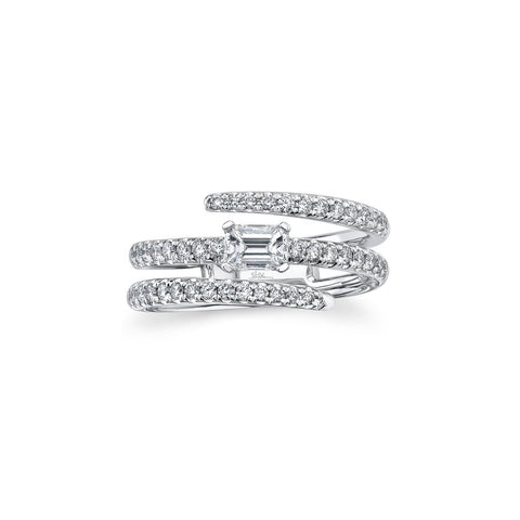 Shy Creation Diamond Emerald Ring 0.88 CT-Shy Creation Emerald Diamond Coil Ring - SC22007591