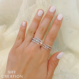 Shy Creation Diamond Emerald Ring 0.88 CT-Shy Creation Emerald Diamond Coil Ring - SC22007591