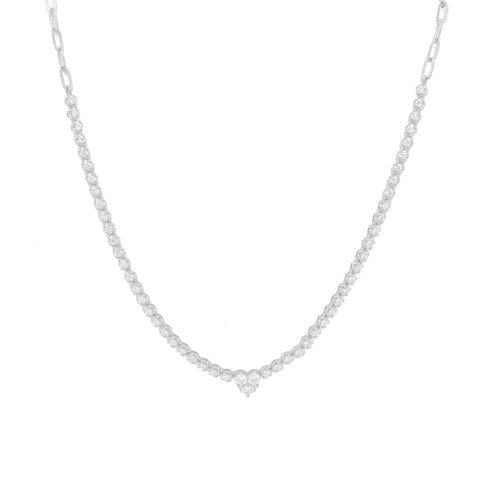 Shy Creation Heart Paper Clip Necklace 0.96 CT-Shy Creation Heart Paper Clip Necklace - SC55023444V2