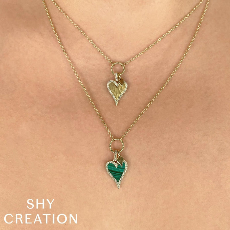 Shy Creation Diamond and Malachite Heart Necklace-Shy Creation Kate Diamond and Malachite Heart Necklace - SC55024360 - Shy Creation Diamond and Malachite Heart Necklace in 14 karat yellow gold with diamonds totaling 0.12 carats.