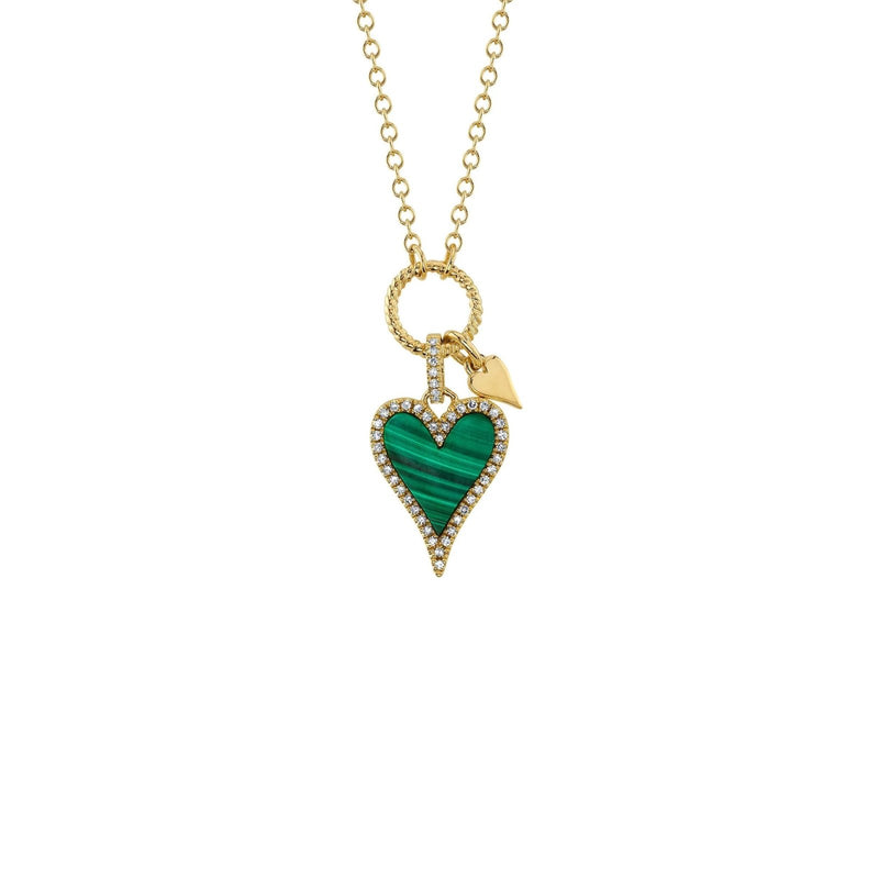 Shy Creation Diamond and Malachite Heart Necklace-Shy Creation Kate Diamond and Malachite Heart Necklace - SC55024360 - Shy Creation Diamond and Malachite Heart Necklace in 14 karat yellow gold with diamonds totaling 0.12 carats.