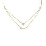 Shy Creation Diamond Pavé Heart & Arrow Necklace 0.18 CT-Shy Creation Kate Diamond Pave Heart & Arrow Necklace - SC55004377 - Shy Creation Kate Diamond Pavé Heart &amp; Arrow Double Row Necklace in 14 karat yellow gold.