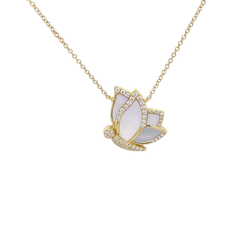 Shy Creation Mother-of-Pearl Butterfly Necklace 0.21 CT-Shy Creation Mother-of-Pearl Butterfly Necklace - SC55022878