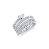 Shy Creation Pear Diamond Coil Ring 1.28 CT-Shy Creation Pear Diamond Coil Ring in 14 karat white gold with diamonds totaling 1.28 carats.