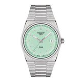 Tissot PRX-Tissot PRX - T137.410.11.091.01 - Tissot PRX in a 40mm stainless steel case with mint green dial on stainless steel bracelet, featuring a date display and quartz movement.