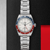 TUDOR Black Bay GMT 41mm Steel-TUDOR Black Bay GMT 41mm Steel - M79830RB-0010 - TUDOR Black Bay GMT in a 41mm stainless steel case with opaline white dial on stainless steel bracelet, featuring a date display and automatic movement with up to 70 hours of power reserve.