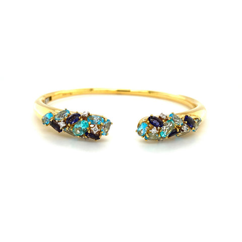 UGO Cala 18K Yellow Gold Topaz Iolite Diamond Bangle-UGO Cala 18K Yellow Gold Topaz Iolite Diamond Bangle -