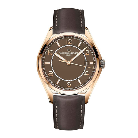 Vacheron Constantin Fiftysix Self-Winding-Vacheron Constantin Fiftysix Self-Winding in a 40mm rose gold case with brown dial on leather strap, featuring a date display and automatic movement.