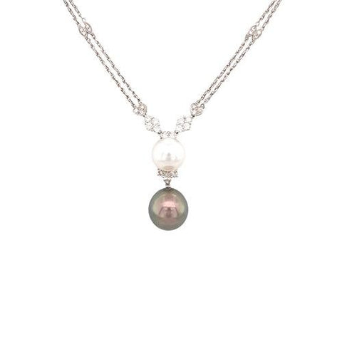 White and Black South Sea Pearl Necklace-White and Black South Sea Pearl Necklace -