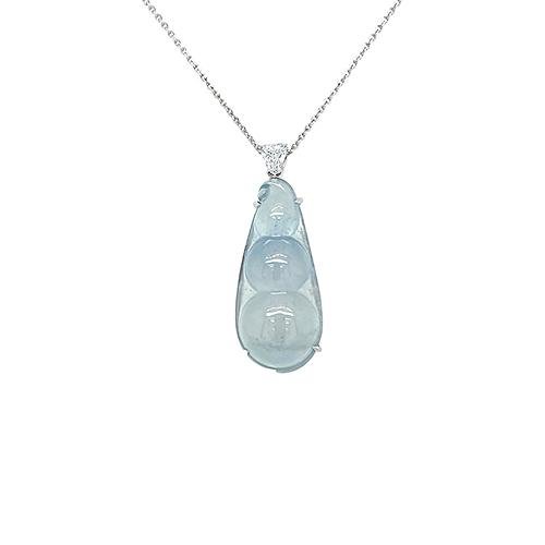 White Jade Pea Pendant and Chain-White Jade Pea Necklace -