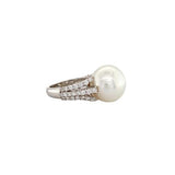 White South Sea Pearl Diamond Ring-White South Sea Pearl Diamond Ring -