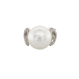 White South Sea Pearl Diamond Ring-White South Sea Pearl Diamond Ring -
