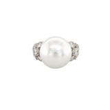 White South Sea Pearl Diamond Ring-White South Sea Pearl Diamond Ring -
