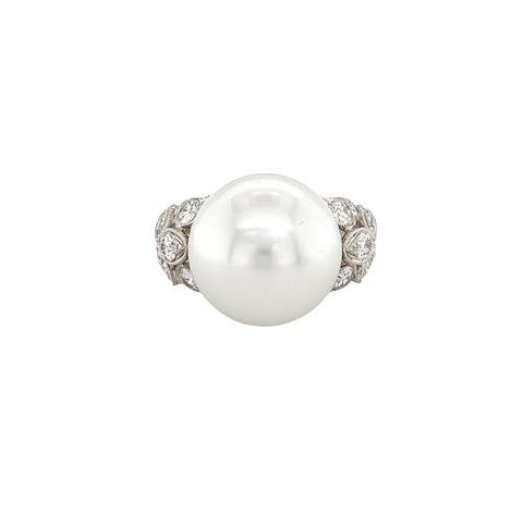 White South Sea Pearl Diamond Ring-White South Sea Pearl Diamond Ring -