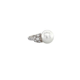 White South Sea Pearl Diamond Ring-White South Sea Pearl Diamond Ring -