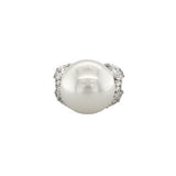 White South Sea Pearl Diamond Ring-White South Sea Pearl Diamond Ring -