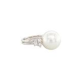 White South Sea Pearl Diamond Ring-White South Sea Pearl Diamond Ring -