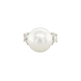 White South Sea Pearl Diamond Ring-White South Sea Pearl Diamond Ring -