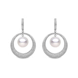 White South Sea Pearls and Diamond Earrings-White South Sea Pearls and Diamond Earrings -