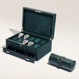 Wolf British Racing Green 10 Piece Watch Box with Storage-Wolf British Racing Green 10 Piece Watch Box with Storage - 792841