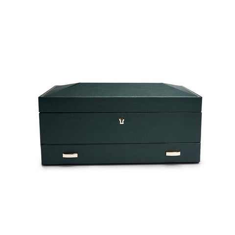 Wolf British Racing Green 10 Piece Watch Box with Storage-Wolf British Racing Green 10 Piece Watch Box with Storage - 792841