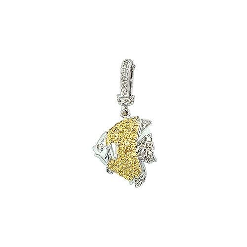 Yellow Sapphire Diamond Fish Charm-Yellow Sapphire Diamond Fish Charm -